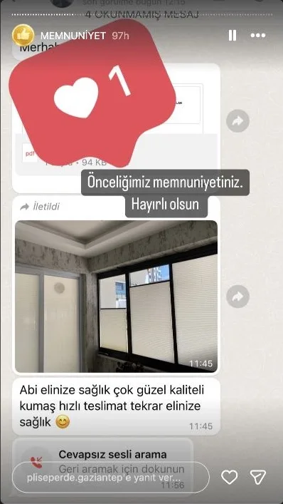 Plise perde müşteri memnuniyeti paylaşımı 33