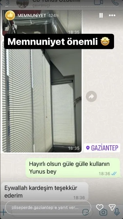 Plise perde müşteri memnuniyeti paylaşımı 13