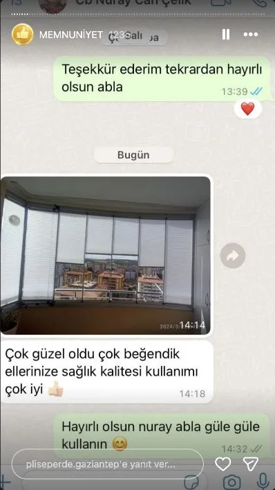 Plise perde müşteri memnuniyeti paylaşımı 16