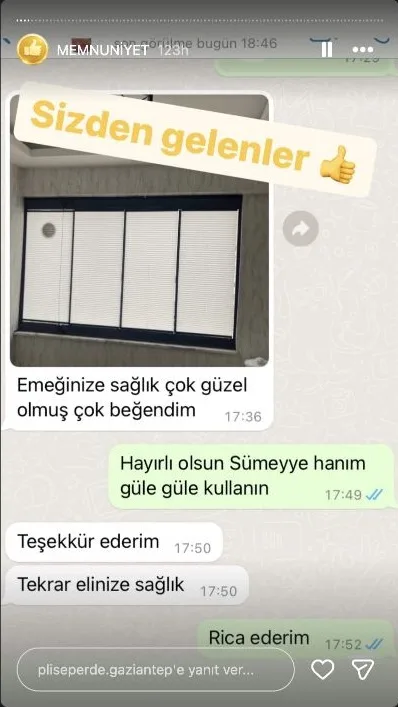 Plise perde müşteri memnuniyeti paylaşımı 14