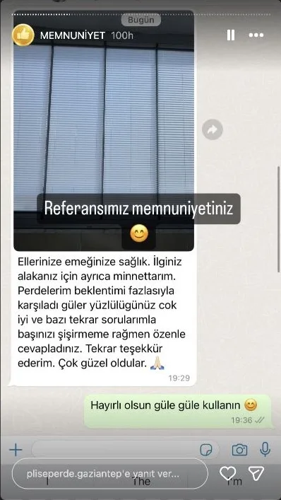 Plise perde müşteri memnuniyeti paylaşımı 32