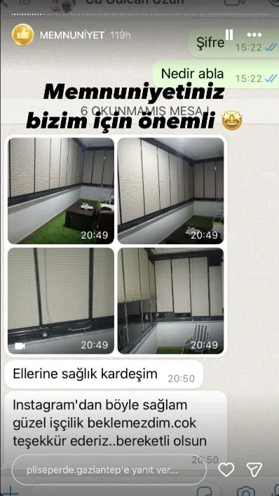 Plise perde müşteri memnuniyeti paylaşımı 21