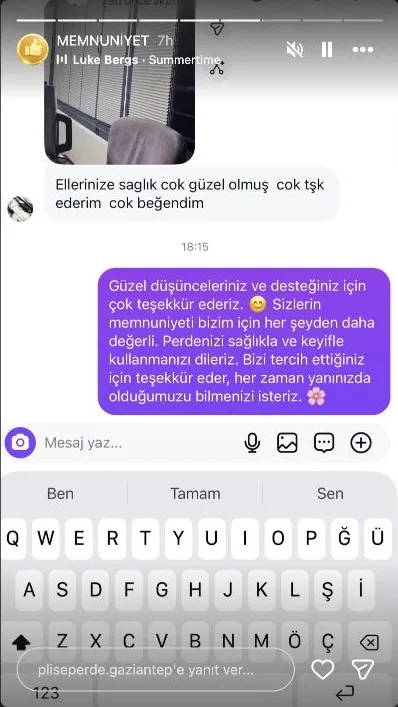 Plise perde müşteri memnuniyeti paylaşımı 7