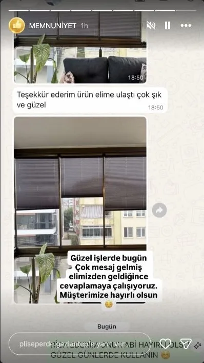 Plise perde müşteri memnuniyeti paylaşımı 9
