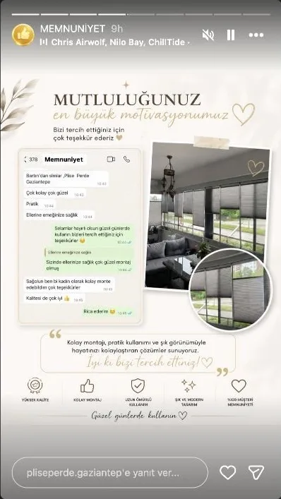 Plise perde müşteri memnuniyeti paylaşımı 5
