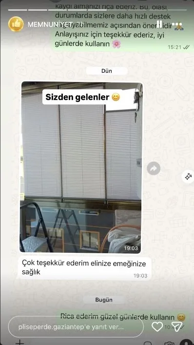 Plise perde müşteri memnuniyeti paylaşımı 6