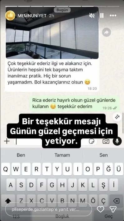Plise perde müşteri memnuniyeti paylaşımı 8