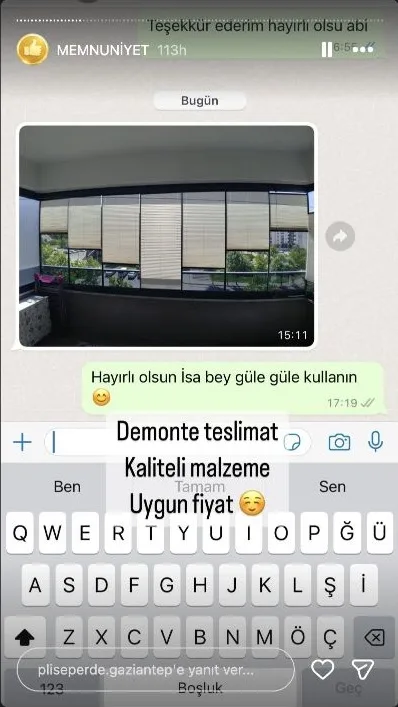 Plise perde müşteri memnuniyeti paylaşımı 27